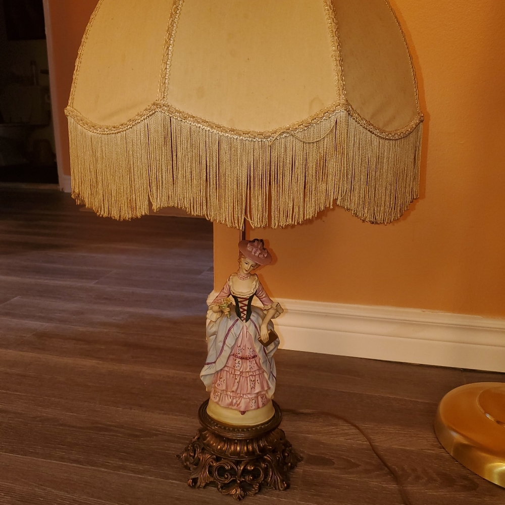 Vintage brass and porcelain lamp